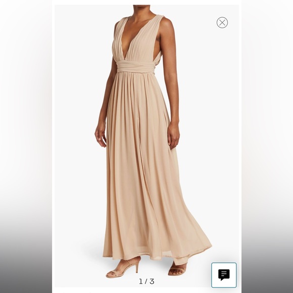 Love x Design Dresses & Skirts - Athen Plunging V-Neck Maxi Dress in Nude Size S